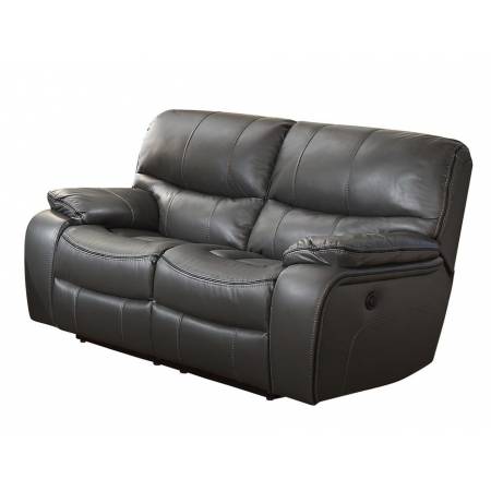 Pecos Power Double Reclining Love Seat - Leather Gel Match - Grey